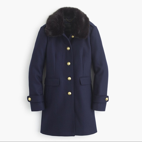 J. Crew Jackets & Blazers - J.Crew Melton Military Wool Coat Size 8 Navy Blue